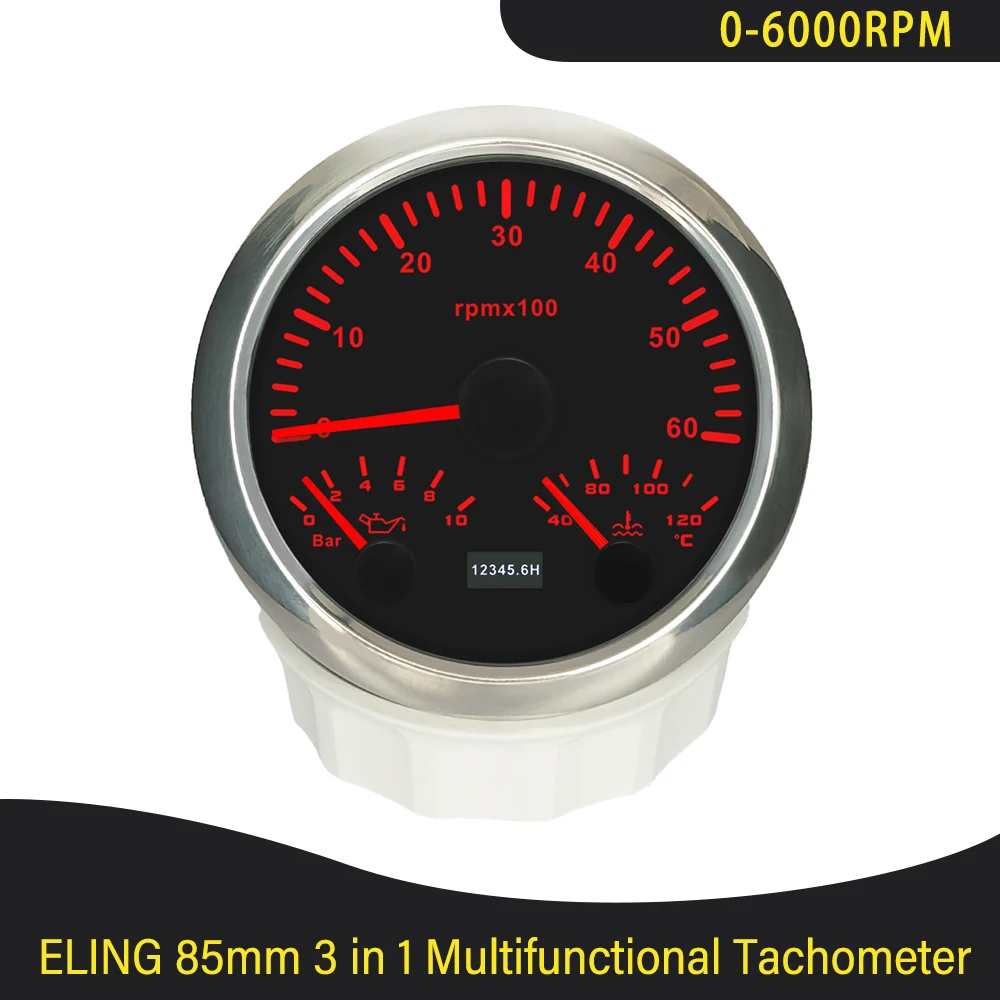 

Универсальный 85 мм 3 в 1 многофункциональный тахометр 0-4000 об/мин 0-8000 об/мин с давлением масла температура воды 7 цветов подсветка для автомобиля