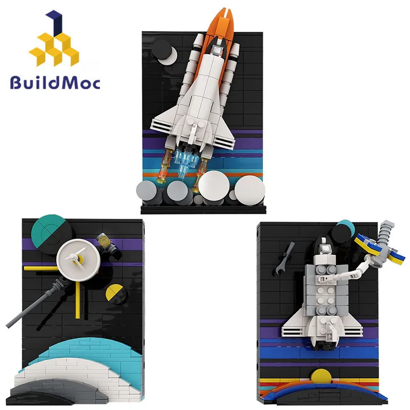 

Набор строительных блоков MOC «Космическая открытка»: модель космического корабля-ракеты для исследования Луны, декоративные художественные кирпичики, игрушки для детей и взрослых