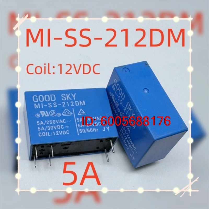 10PCS New MI-SS-212DM MI-SH-212LM (14F2A-Coil:12V-5A) Relay 6pins