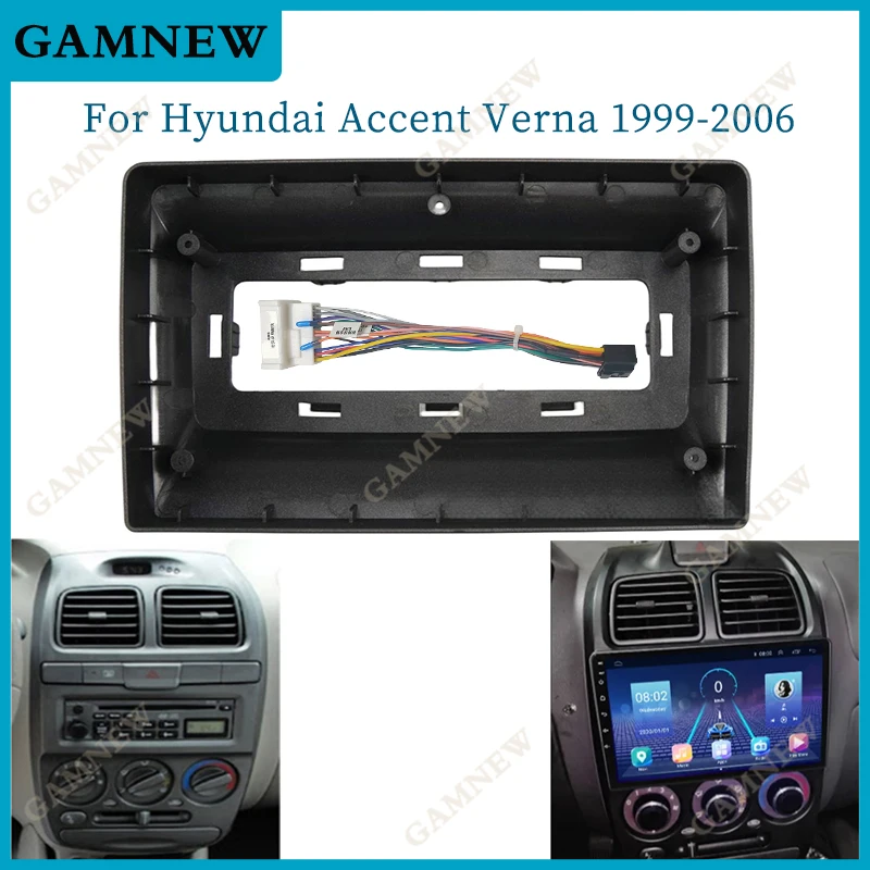 9 Inch Car Frame Fascia Adapter Android Radio Dash Fitting Panel Kit For Hyundai Accent Verna 1999-2006