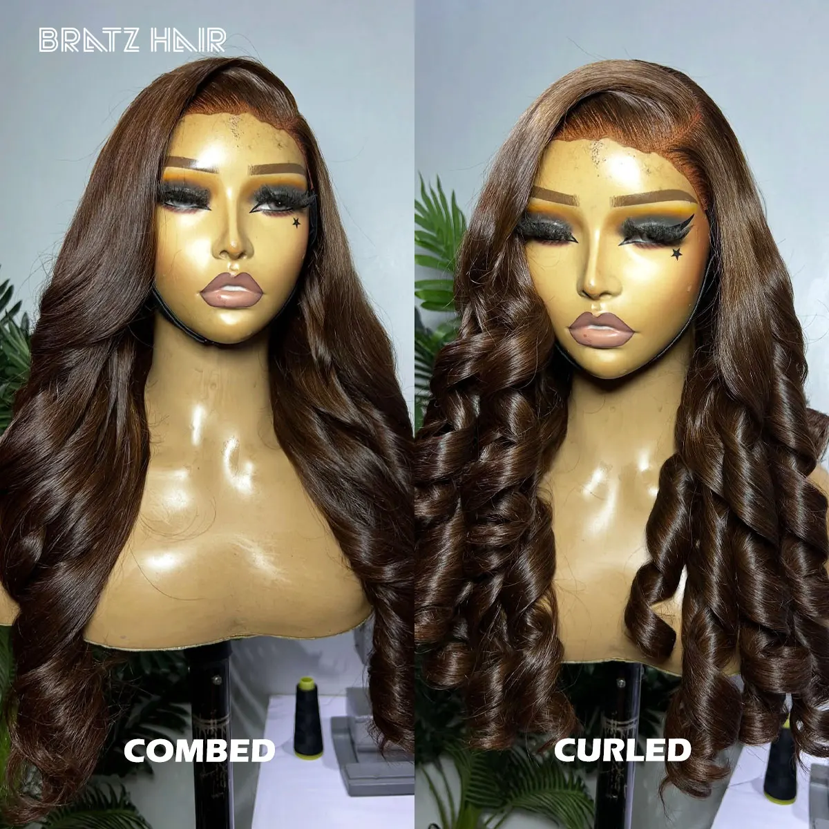 

Шоко-коричневый надувной вьющийся парик из натуральных волос 13x4, полный фронтальный свободный волнистый парик для женщин, человеческие волосы 4x4 5x5, коричневый цвет, бесклеевые парики