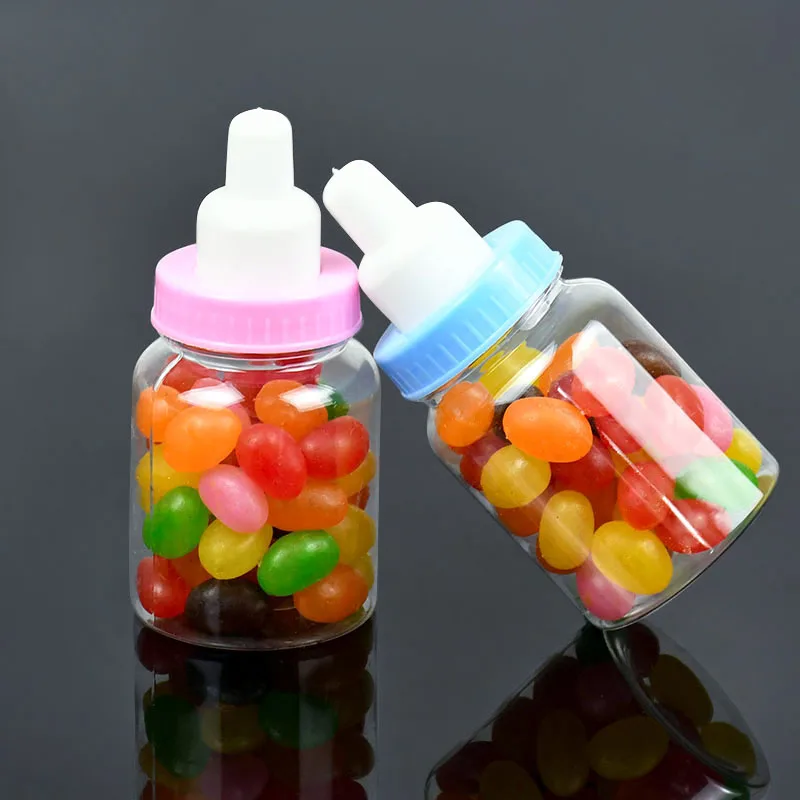 

12pcs Plastic Feeder Clear Candy Boxes Baby Shower Favors Fillable Mini Bottle Kids Birthday Party Gender Reveal DIY Decoration