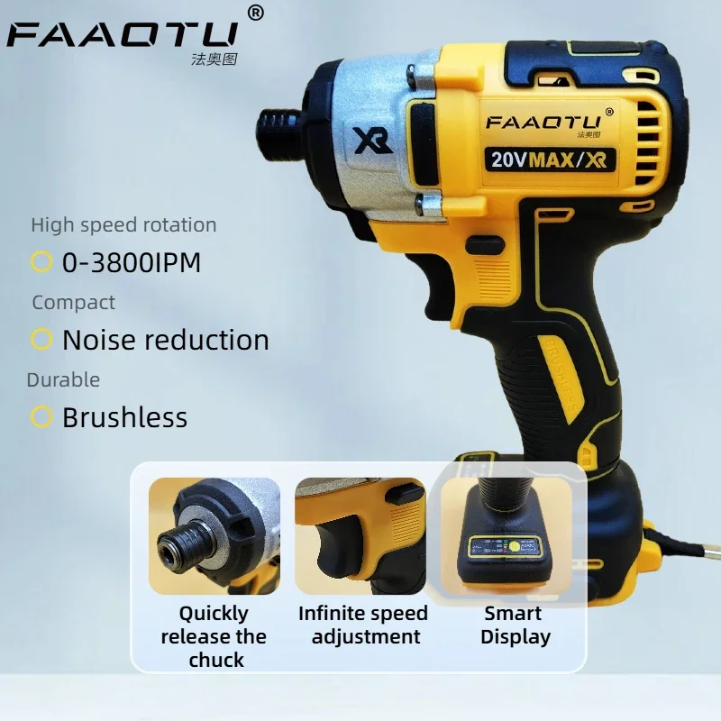 

Бесщеточный ударный шуруповерт FAAOTU DCF887 205 Н·м, аккумуляторная дрель-шуруповерт, совместимая с аккумуляторами Dewalt 20В