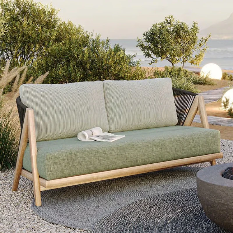 Sofá sencillo de madera para exteriores, mueble Seccional de estilo nórdico, diseño único y moderno para relajarse, Loveseat