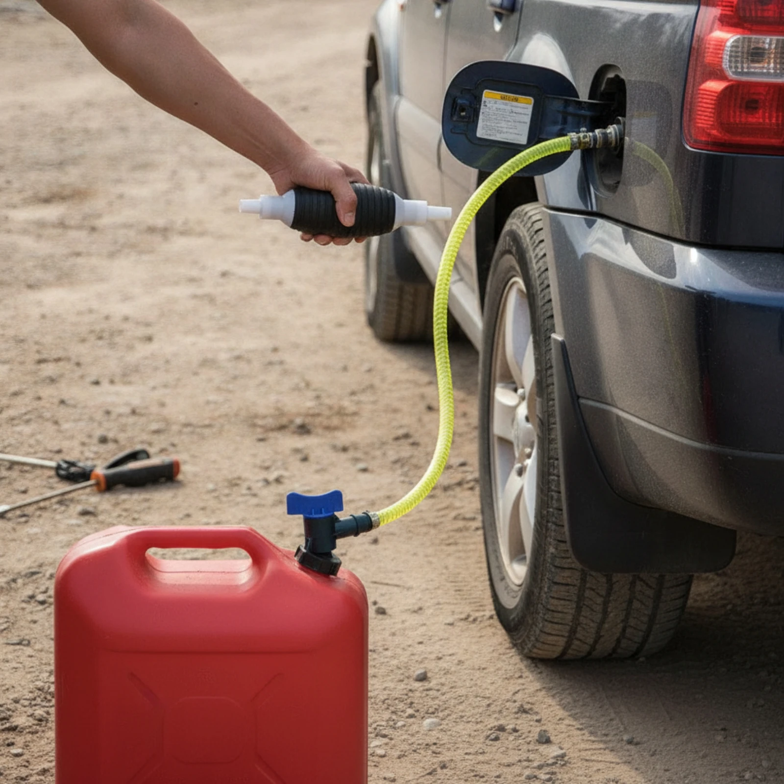 Hand Pump with Control Valve Manual Siphon Bulb Portable Oil Water Transfer Equipment Hand Operated for Emergency Use