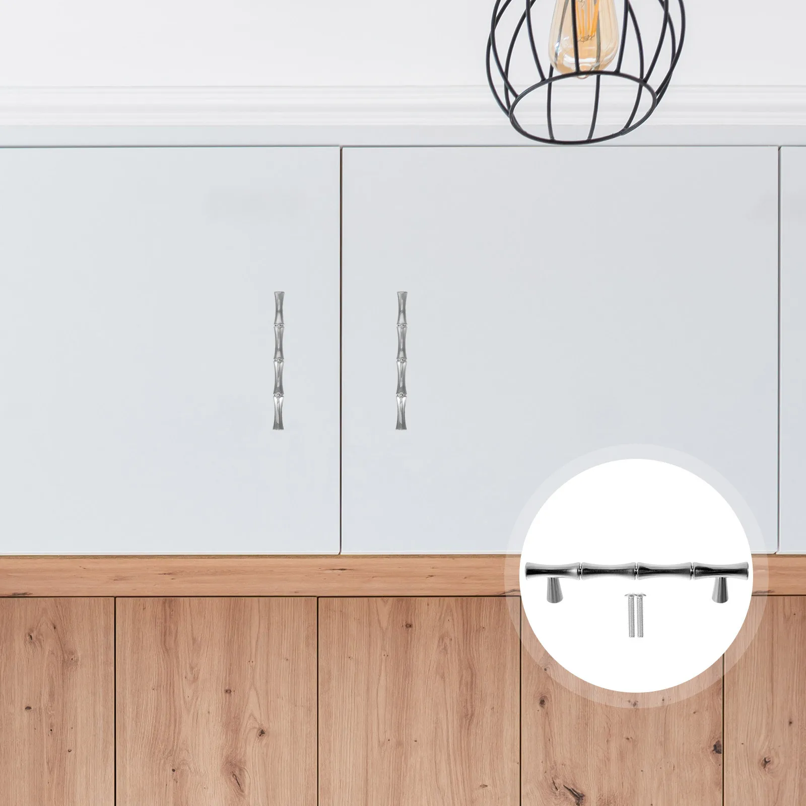 

2pcs Bamboo Joint Pulls Metal Cabinet Handles For Drawer Wardrobe Door Furniture Grip Durable Smooth Edge Modern Design Brushed