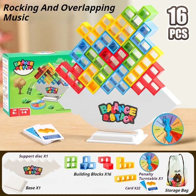 64 Kids Balance Building Blocks Toy Balance Stacked Tetra Tower Game Swing High Russian Building Blocks Stack Children Brick Toy