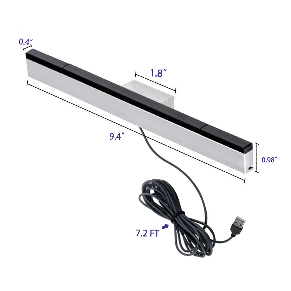 Wii Sensor Bar, Replacement Wired Infrared Ray Sensor Bar for Nintendo Wii and Wii U Console