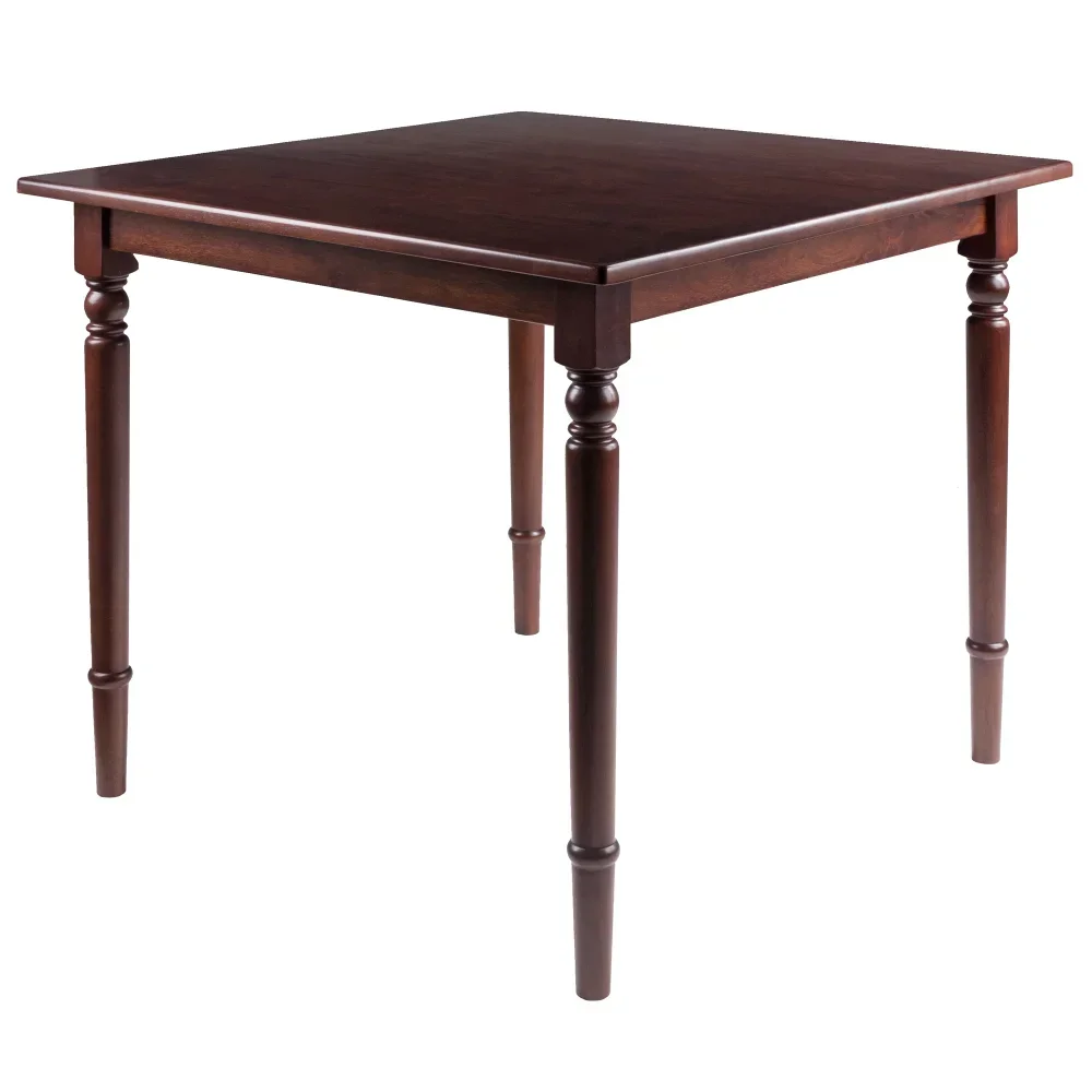 Wood Mornay Square Dining Table, Walnut Finish，Durable and Strong，38.95 Lb，35.91 X 35.91 X 30.08 Inches