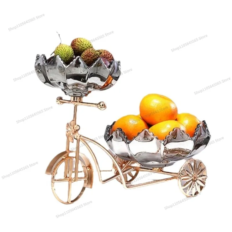 For light luxury bicycle fruit plate glass plate home front desk coffee table personalized candy plate decoration