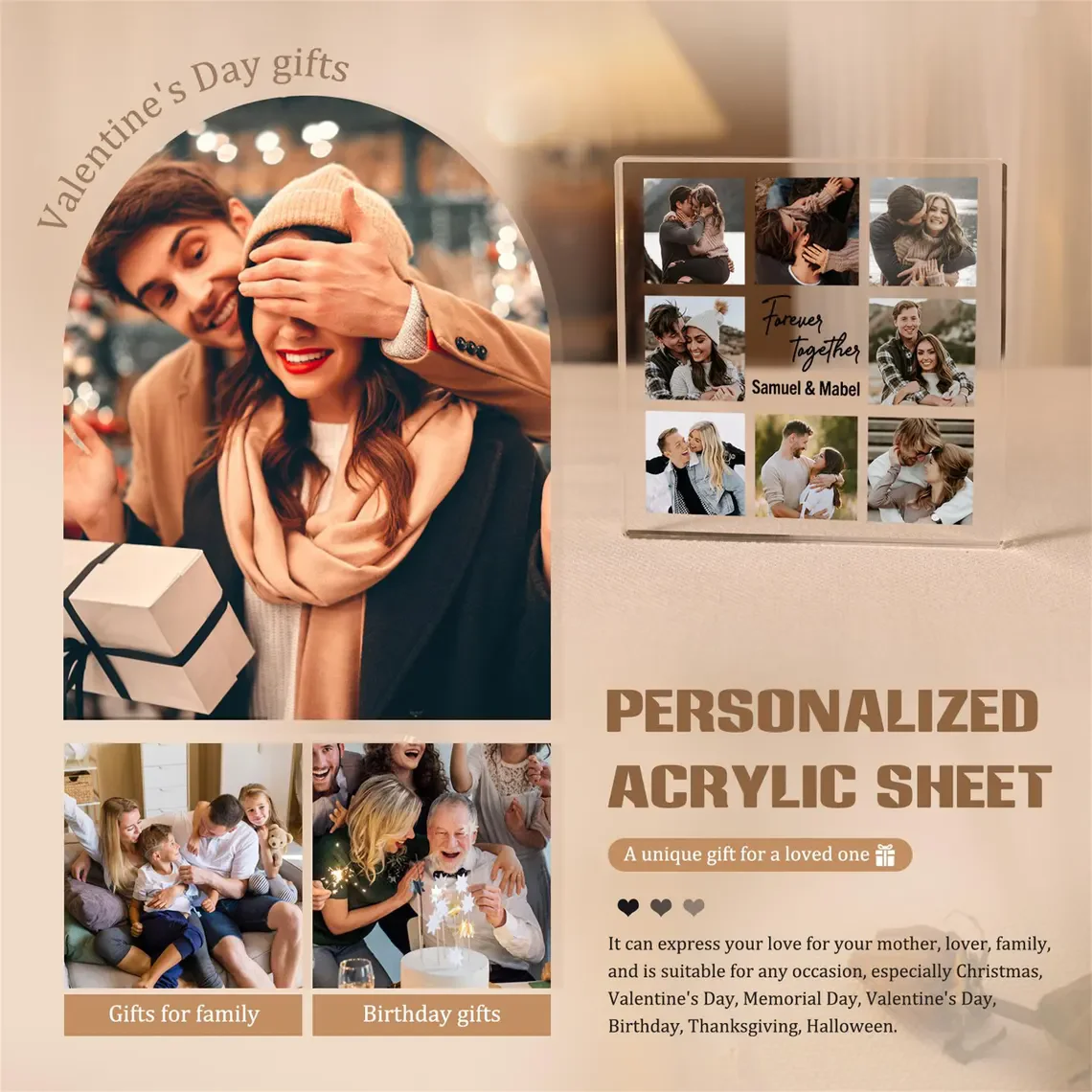 Free Custom Photo Acrylic Block Personalized Gifts for Friends, Parent, Retirement, Graduation, Desktop Ornaments.10x10x0.9cm