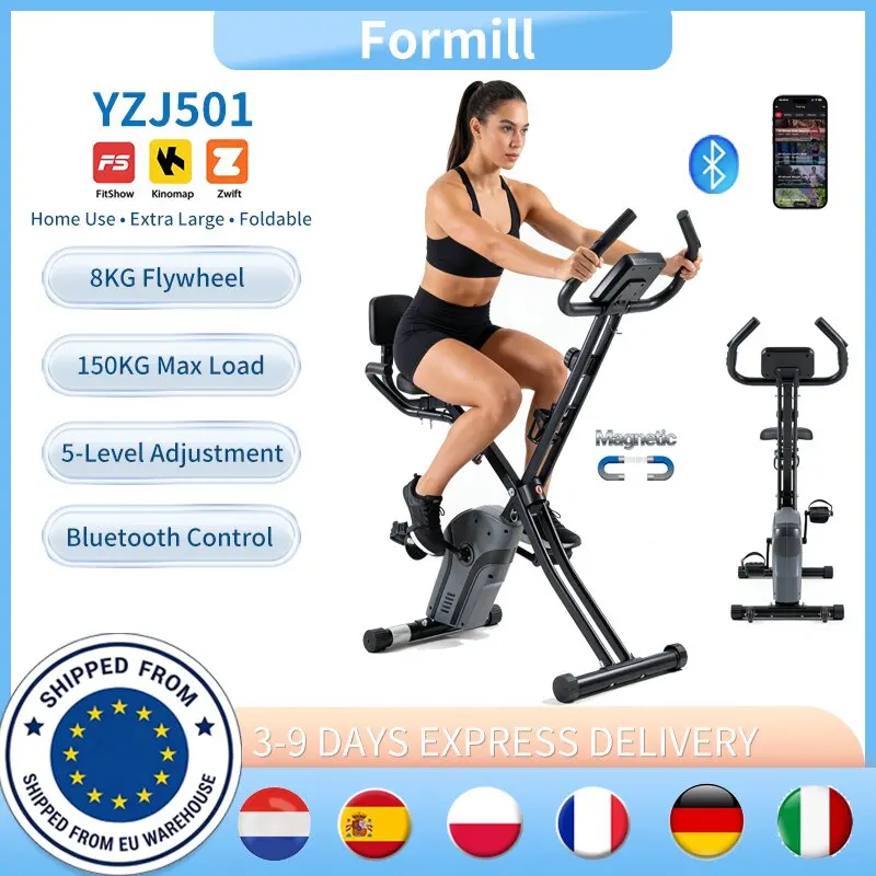 Vélo de spinning d'intérieur Formill YZJ501 avec volant d'inertie de 8 kg, résistance magnétique, transmission par courroie silencieuse, vélo d'exercice à domicile avec Bluetooth