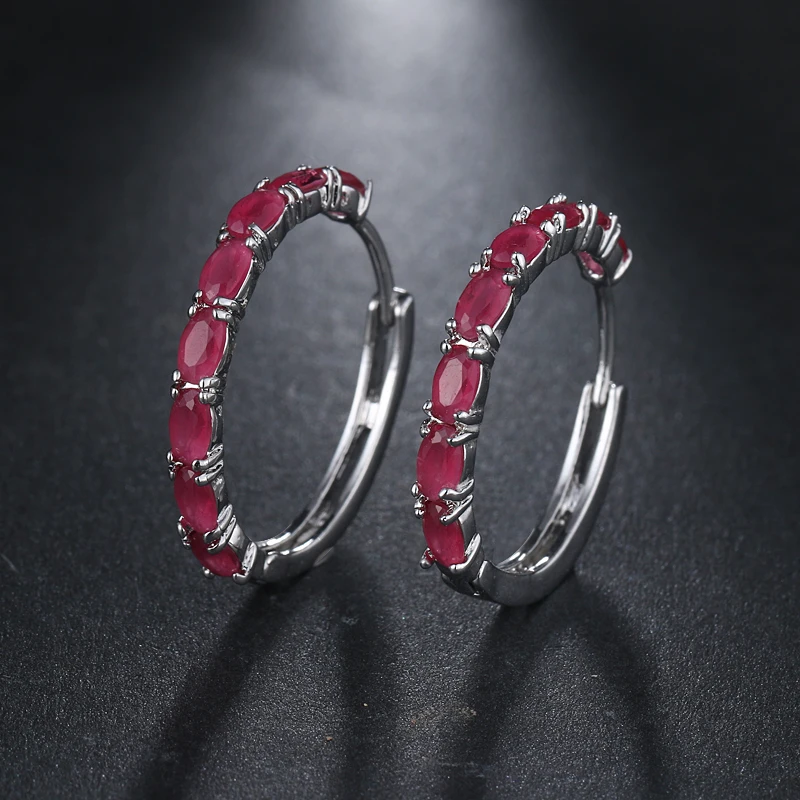 2018 Fashion Green Cubic Zirconia Hoop Earrings For Party Women Round Circle Hoops Fashion Jewelry AE463