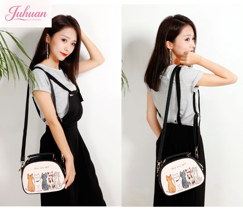 

Japanese Korean fashion cute Mori girl shoulder messenger bag cartoon cute cat print versatile small square bags portable women