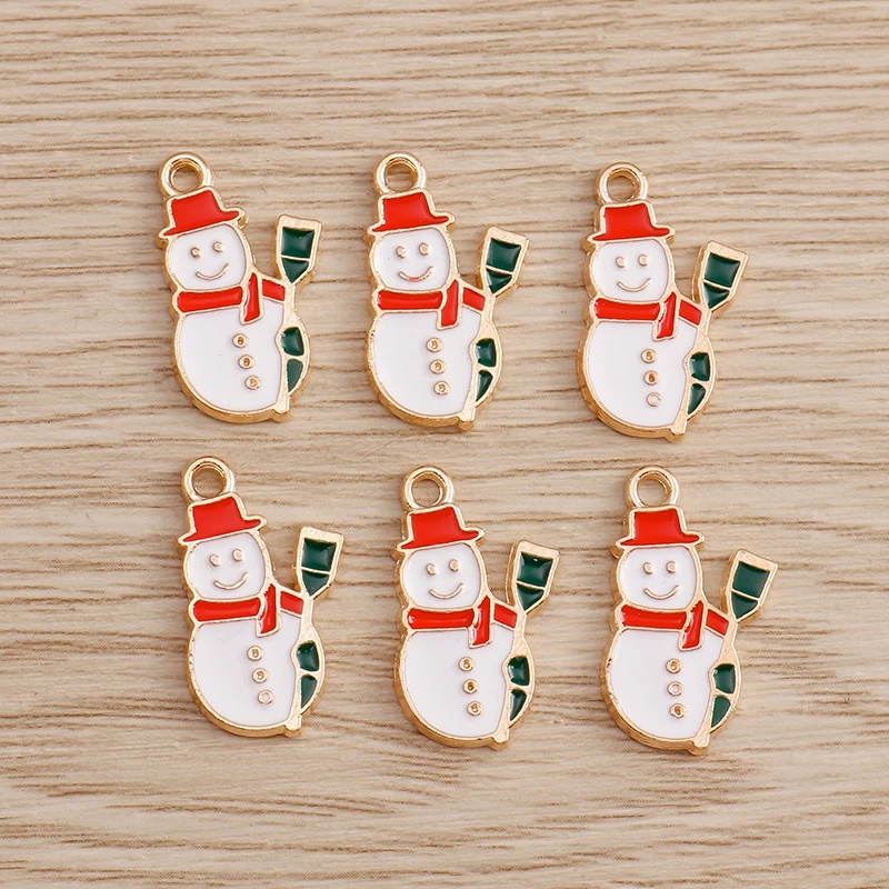 10 Stück Niedliche Weihnachtsanhänger aus Emaille: Weihnachtsmann, Handschuhe, Baum, Hirsch - Anhänger für Schmuckherstellung, Halsketten, Ohrringe, DIY-Geschenke – Detail 22