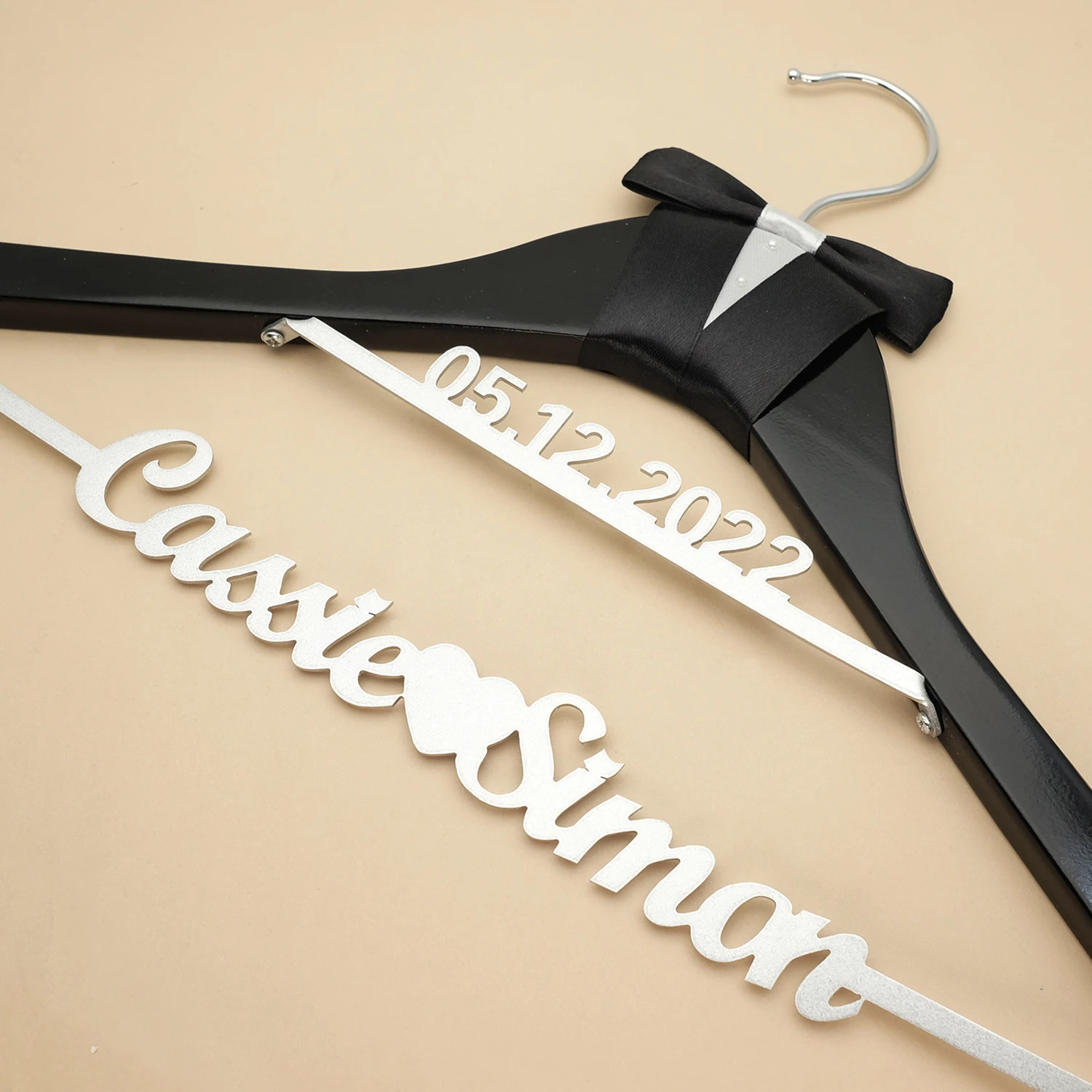 Personalized Wedding Hanger Bridal Hanger Custom Names and Date Wedding Dress Hanger Bride and Groom Hanger Bridal Shower Gift