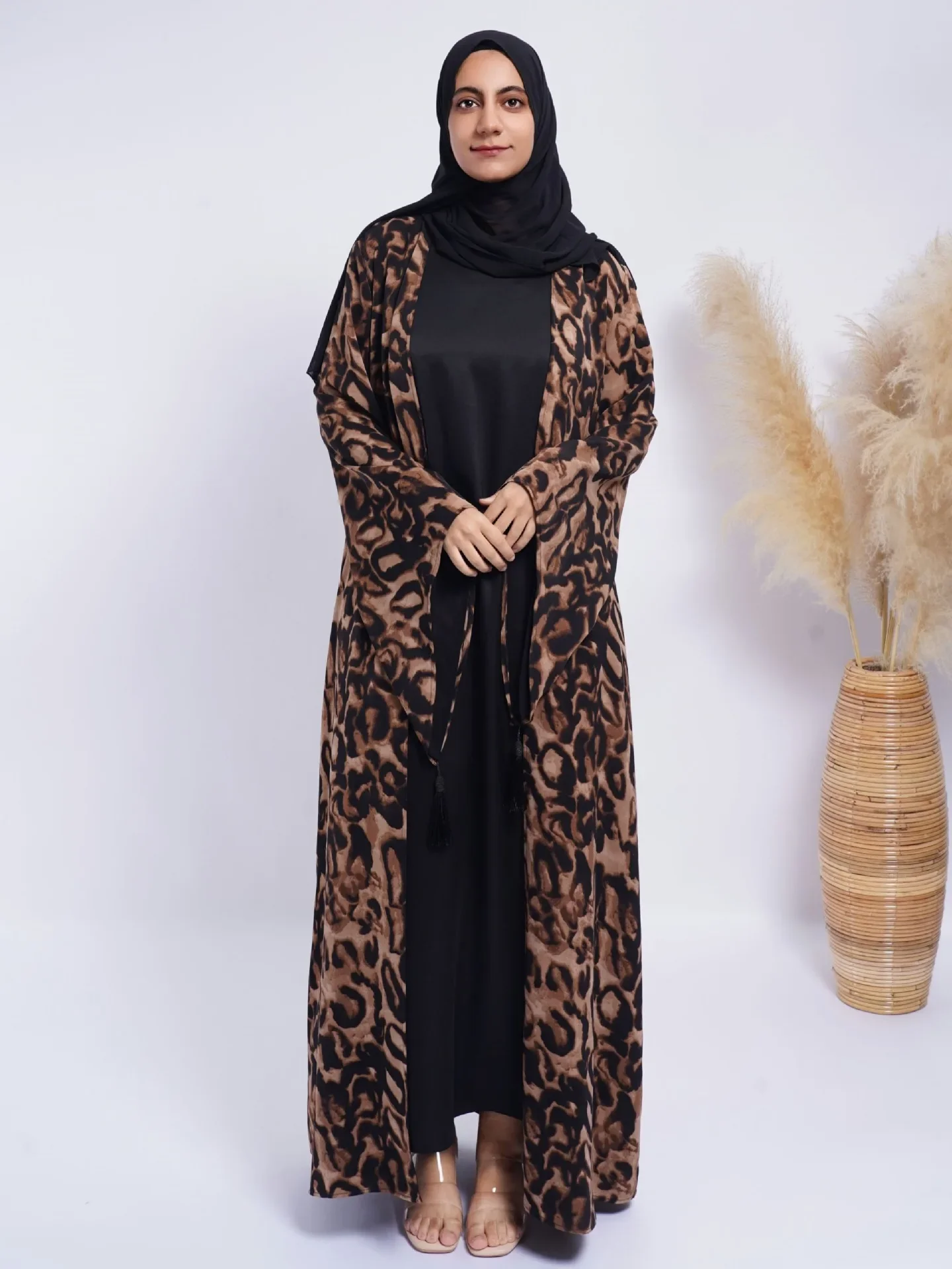 عبايات للنساء فساتين بطبعة الفهد شرابة قفطان رمضان المغرب دبي فساتين مزدوجة الجوانب عيد مسلم رداء جلابية طويل