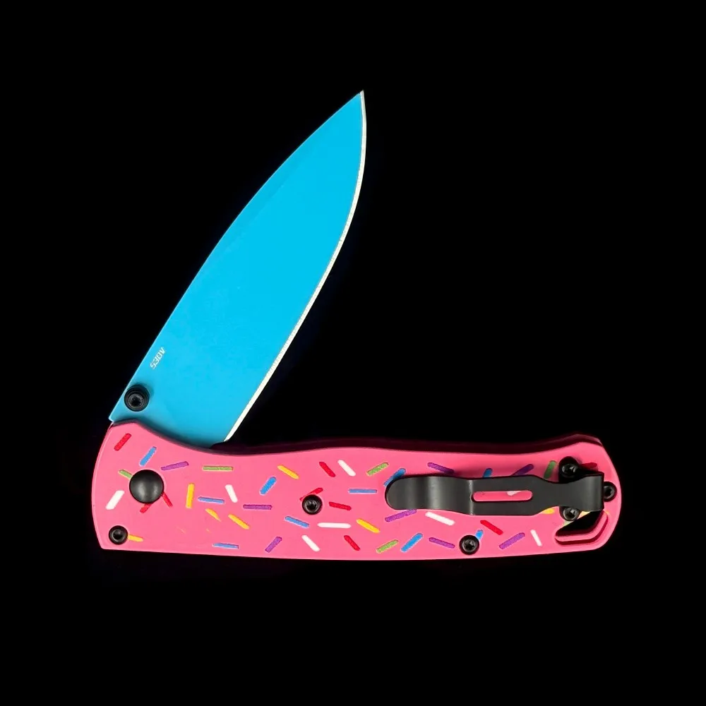 BM 535 Bugout Donut Faca dobrável com rolamento de alumínio rosa