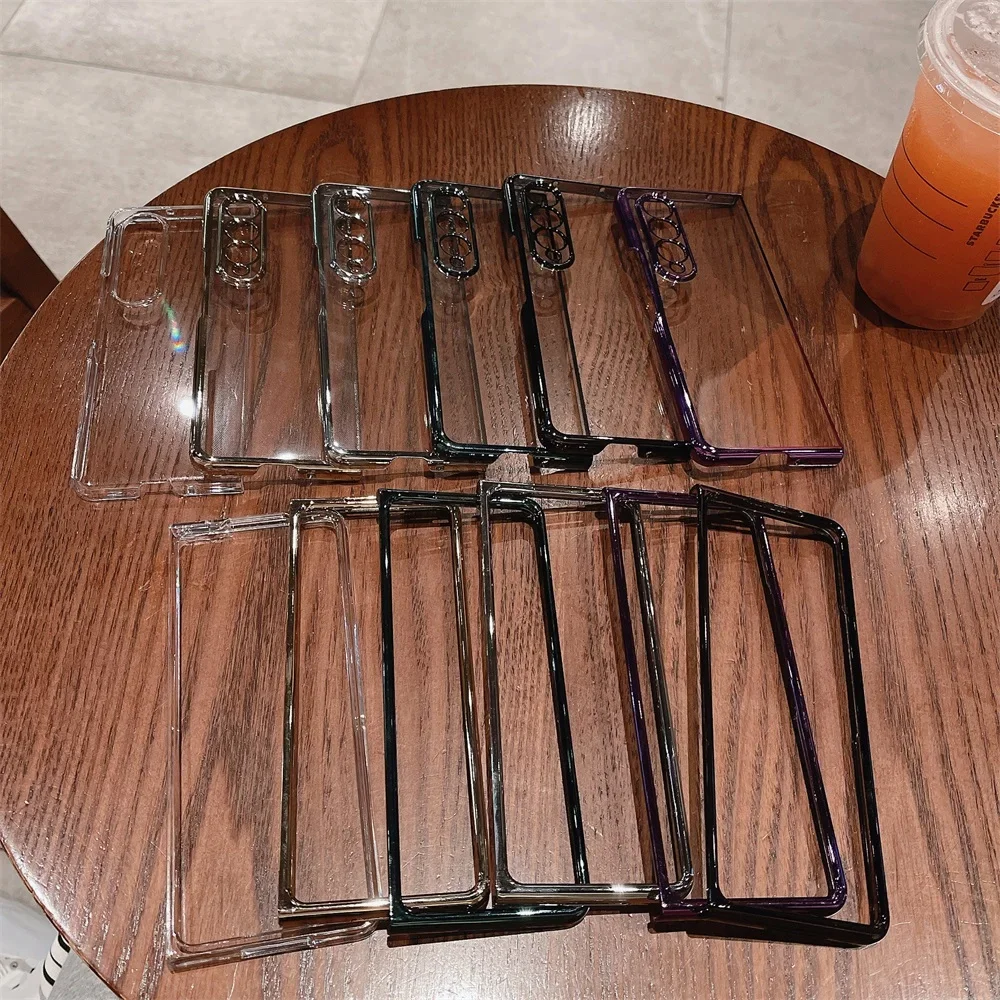 Ultra Thin Plating Phone Case For Samsung Galaxy Z Fold4 Fold3 Fold 4 3 ZFold4 5G Hard PC Clear Camera Protect Back Cover Shell