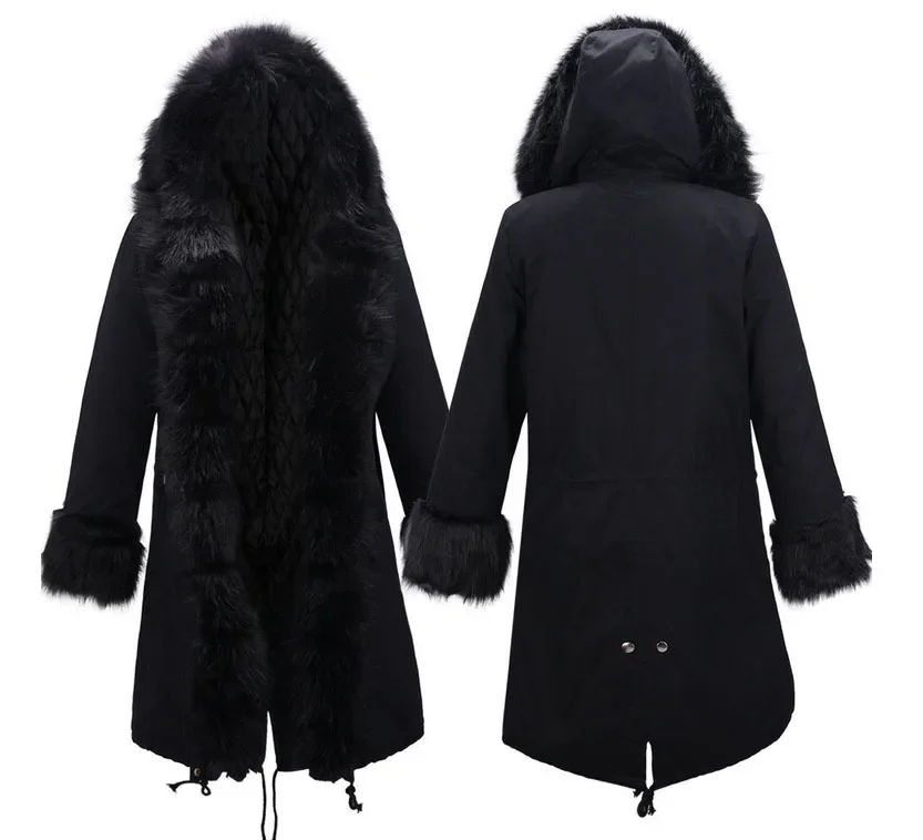 CPSYMYM Otoño e Invierno nuevo abrigo delgado y cálido para mujer abrigo largo europeo y americano con capucha Chaqueta de algodón