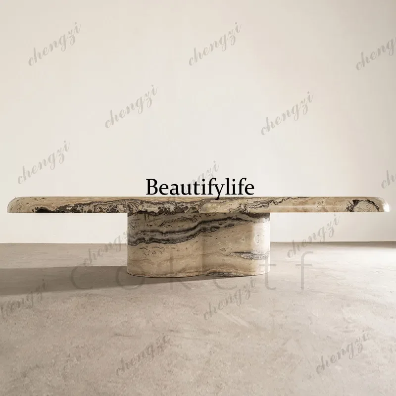 F181  French light luxury high-end natural marble rectangular coffee table, household, sofa coffee table
