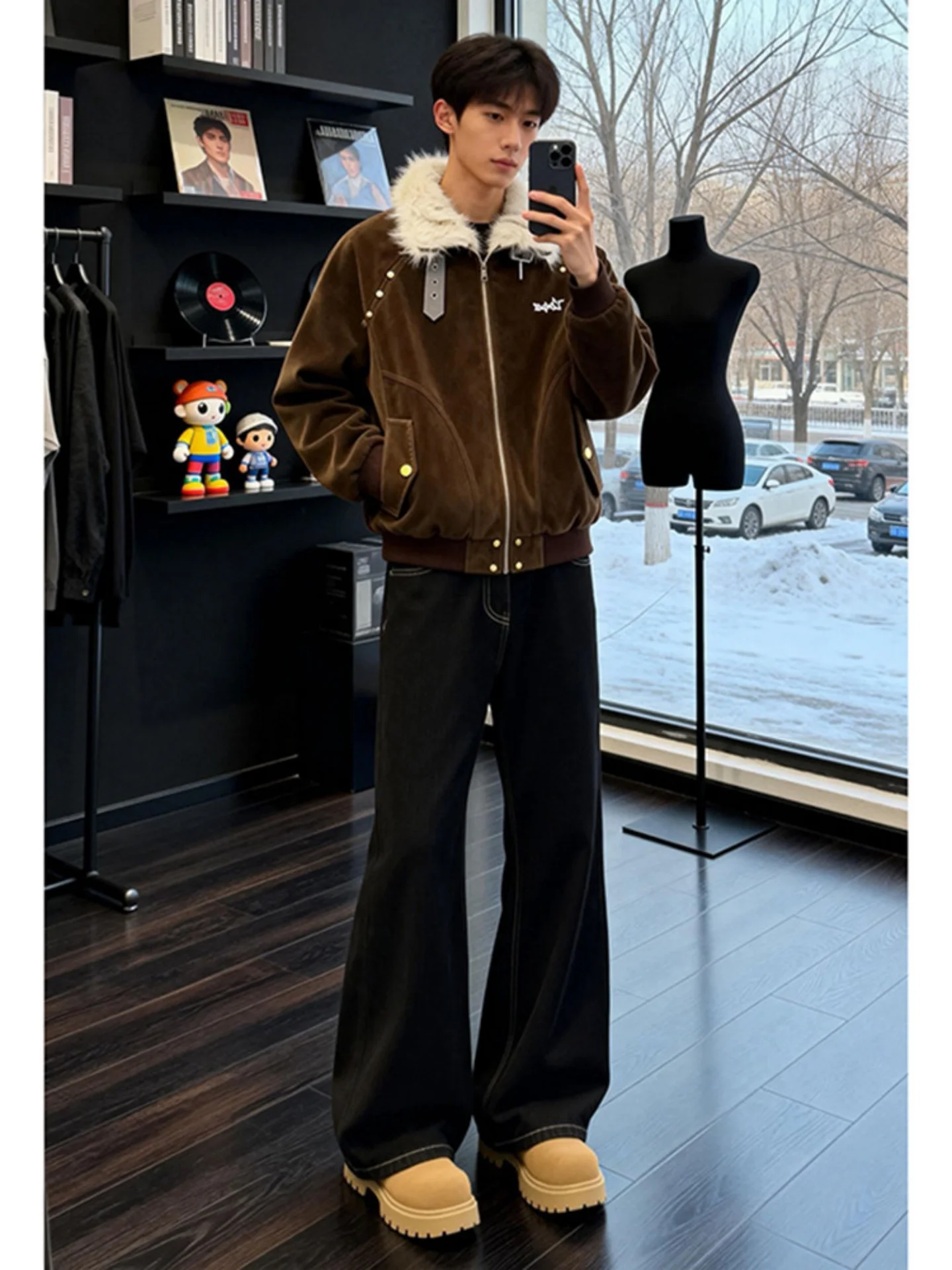 

Bla Original Denim Jeans Men's Spring American Cool Straight Leg Micro Flared Pants Youthful Wear Resistant Stand Fit Jeans