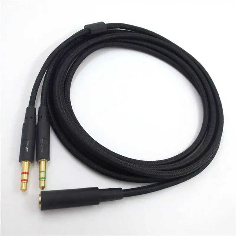 AS95 2X 3.5mm Audio Extend Cable Nylon Braided for HyperX Cloud II Alpha Core Headphone 2M