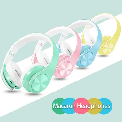 Auriculares estéreo Macaron refrescantes, auriculares Bluetooth, inalámbricos, manos libres, universales para dispositivo inteligente, TV móvil, PC y tableta