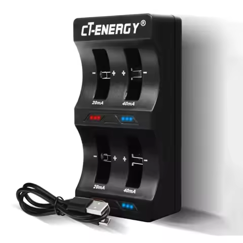 For LIR2032/2025/2016/1632/1620/2477/2430/2440/2450 4 Slot Button Battery Charger 3.6V &amp; USB Interface