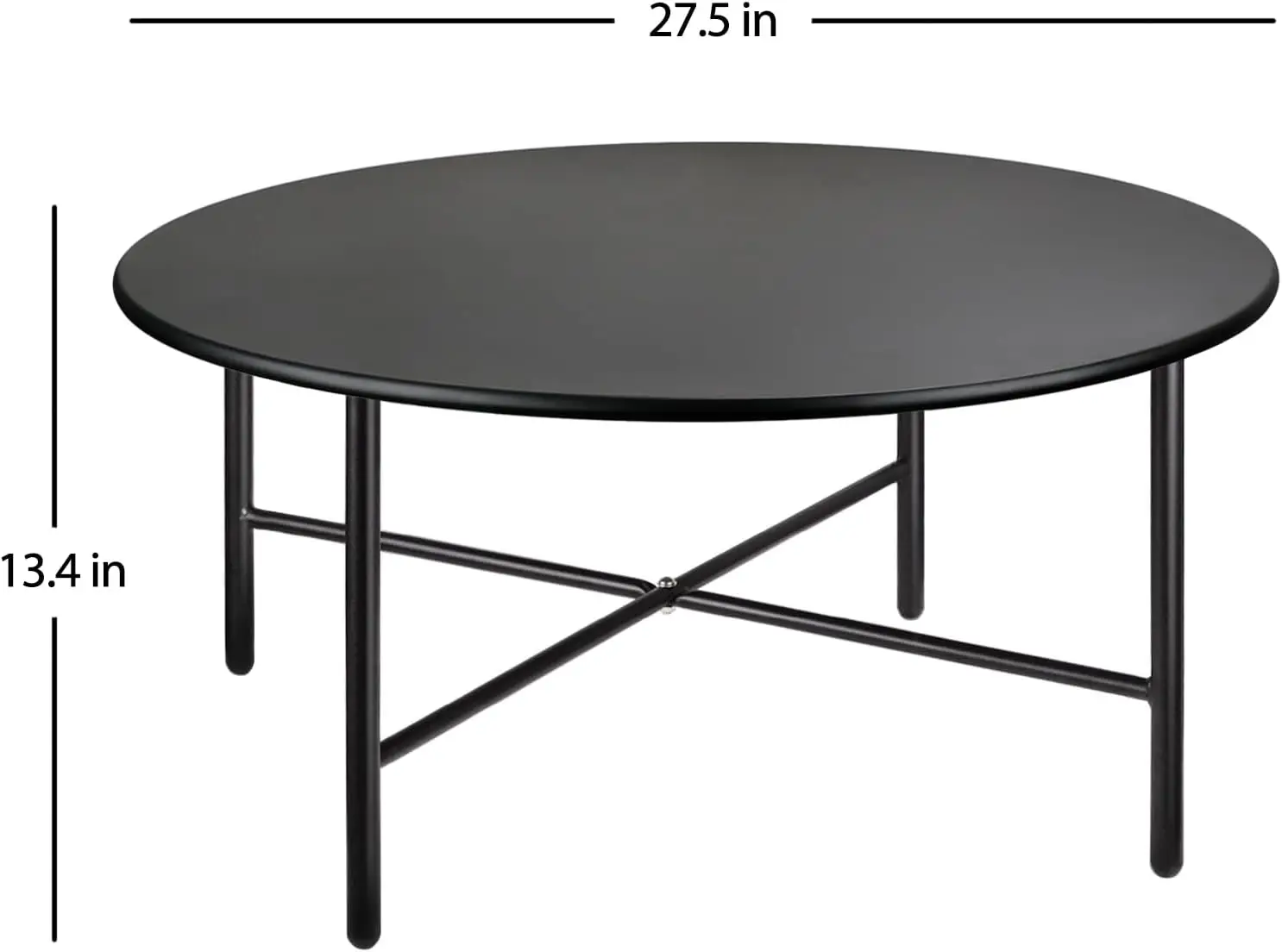 Patio Round Steel Patio Coffee Table, Weather Resistant Anti-Rust and Waterproof Indoor and Outdoor Large Side Table,