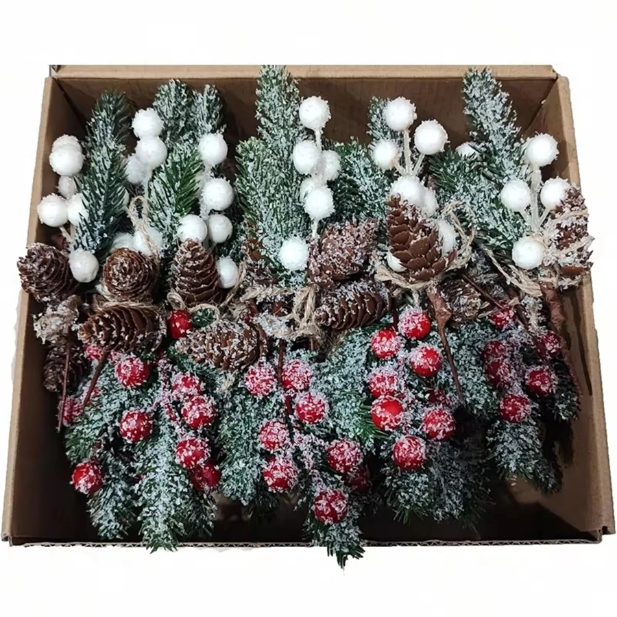 Künstliche Pflanzen, rote Früchte, Weihnachtsbaum, Neujahr, Zuhause, Zimmer, Vasenfüller, Dekor, Outdoor, Garten, Bonsai, Hochzeit, Foto-Requisiten