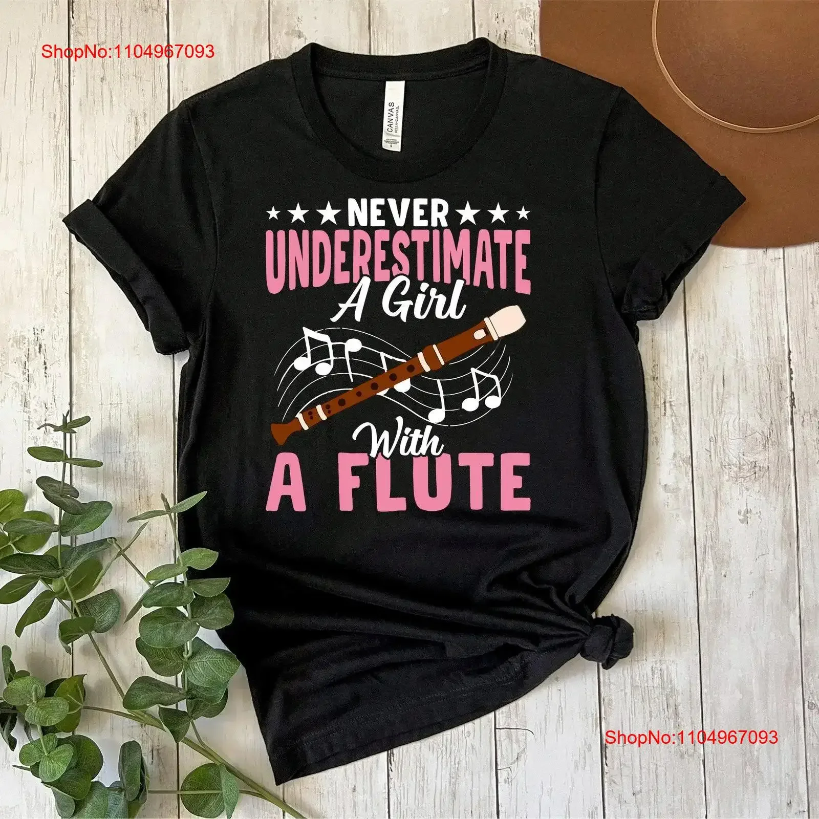 

Girl with a Flute T Shirt Empowering Musician Never Underestimate Player vintage Washed Casual designer clothes fashion