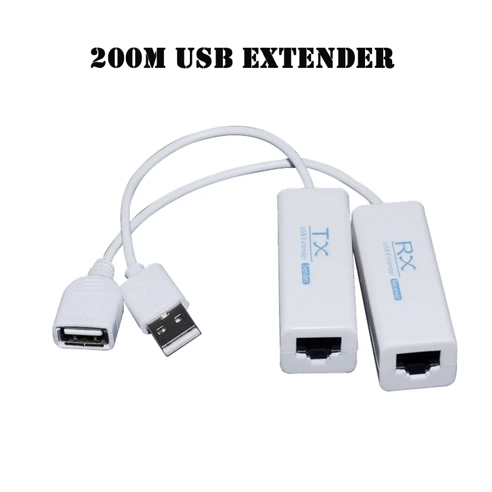 موسع USB عبر كابل إيثرنت RJ45 ، محول USB 2.0 ، محول تمديد ، مرسل TX RX ، جهاز استقبال ، CAT5E ، CAT6 ، Cat5e ، 6 ، 200 متر