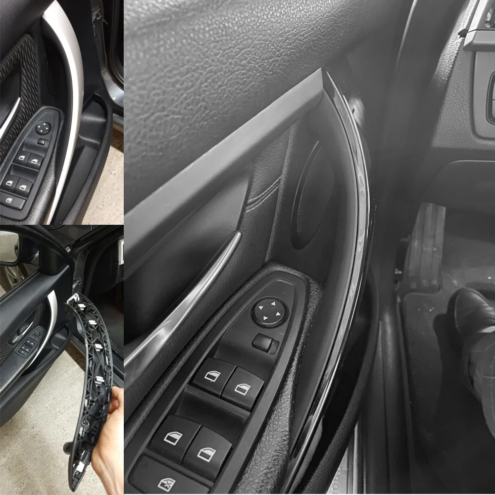 Preto dianteiro traseiro esquerdo/direito painel da porta puxar guarnição capa para bmw f30 f80 f31 f32 f34 f35 maçanetas da porta interior do carro