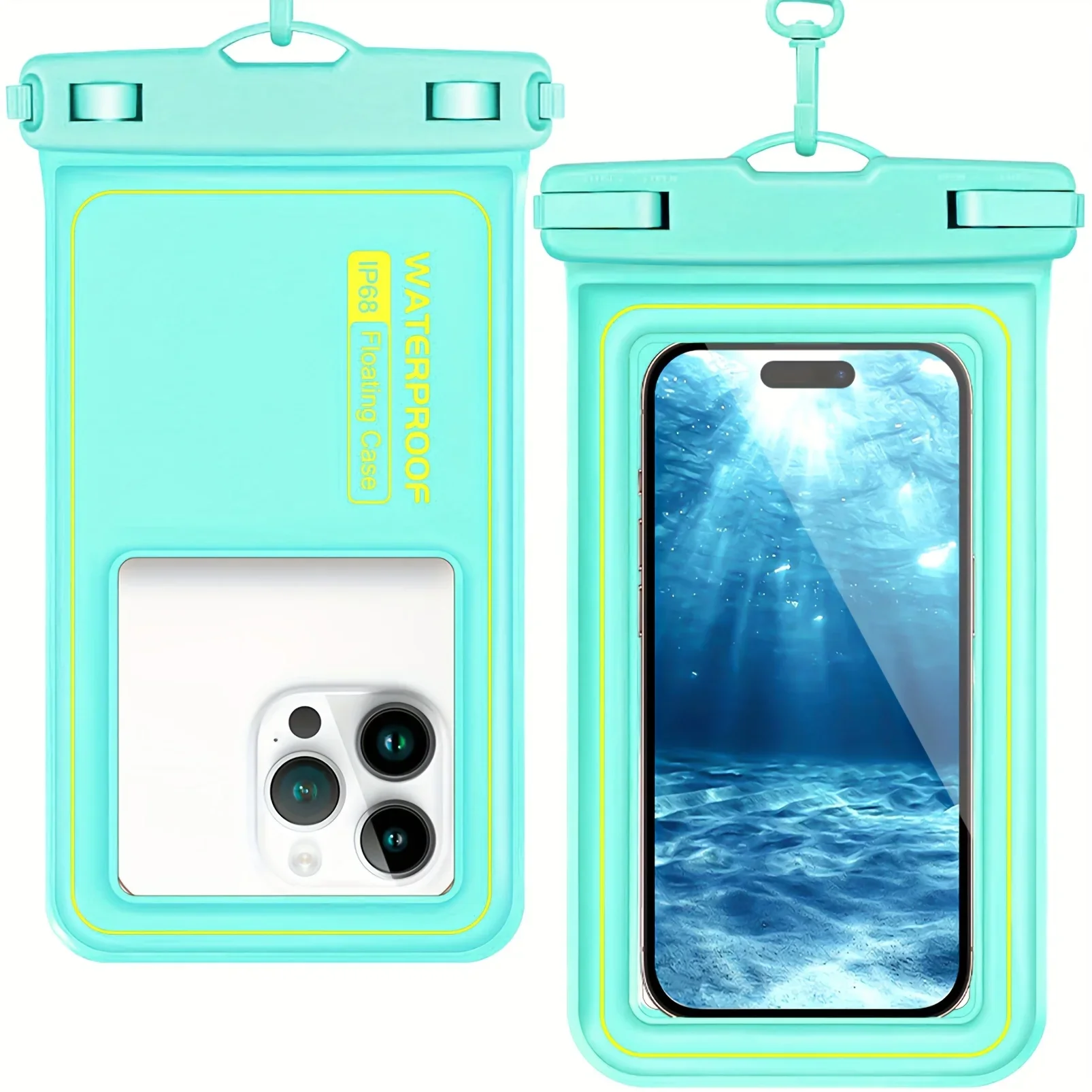 Floating Airbag IP68 Waterproof Swimming Sports Bag Pouch Phone Case Touch Screen & Strap For iPhone Samsung 6.8" Mobile Phone