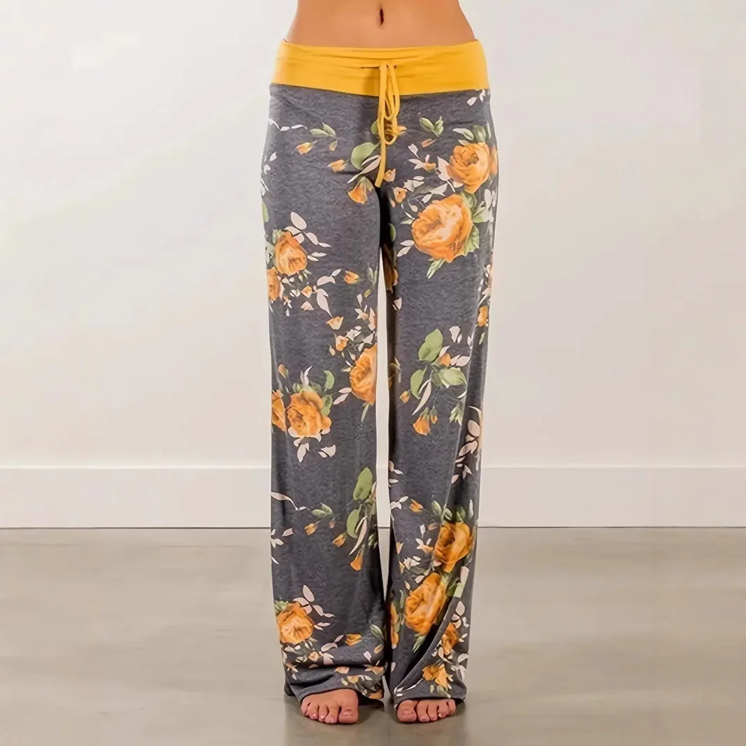 

Женские повседневные брюки больших размеров с завязками на талии и цветочным принтом, прямые брюки, независимая станция, мода