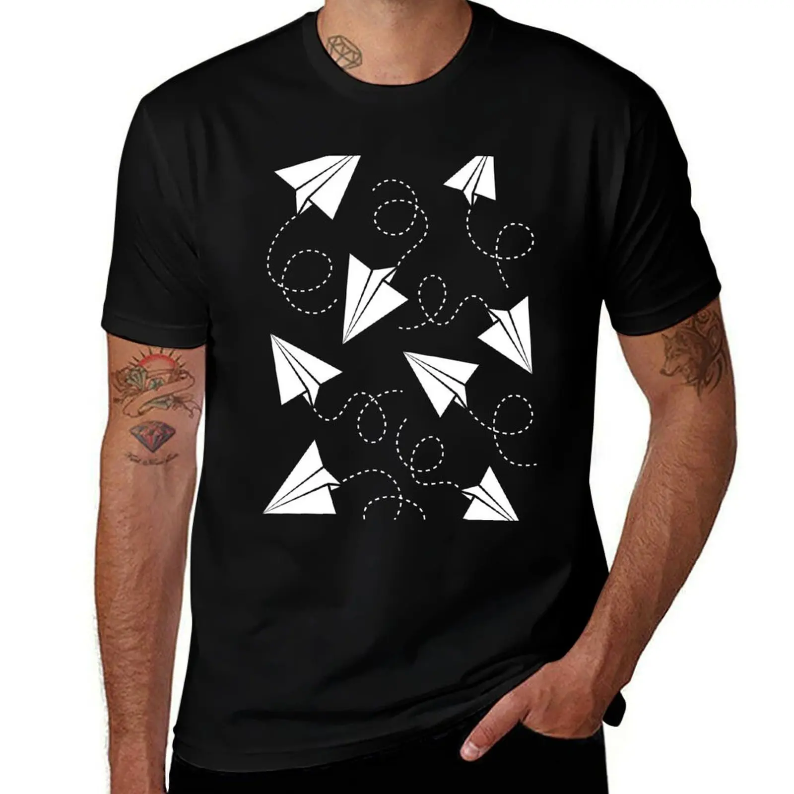 

Paper Plane Pattern T-Shirt t shirts for man slim fit man t shirt luxury T-Shirt