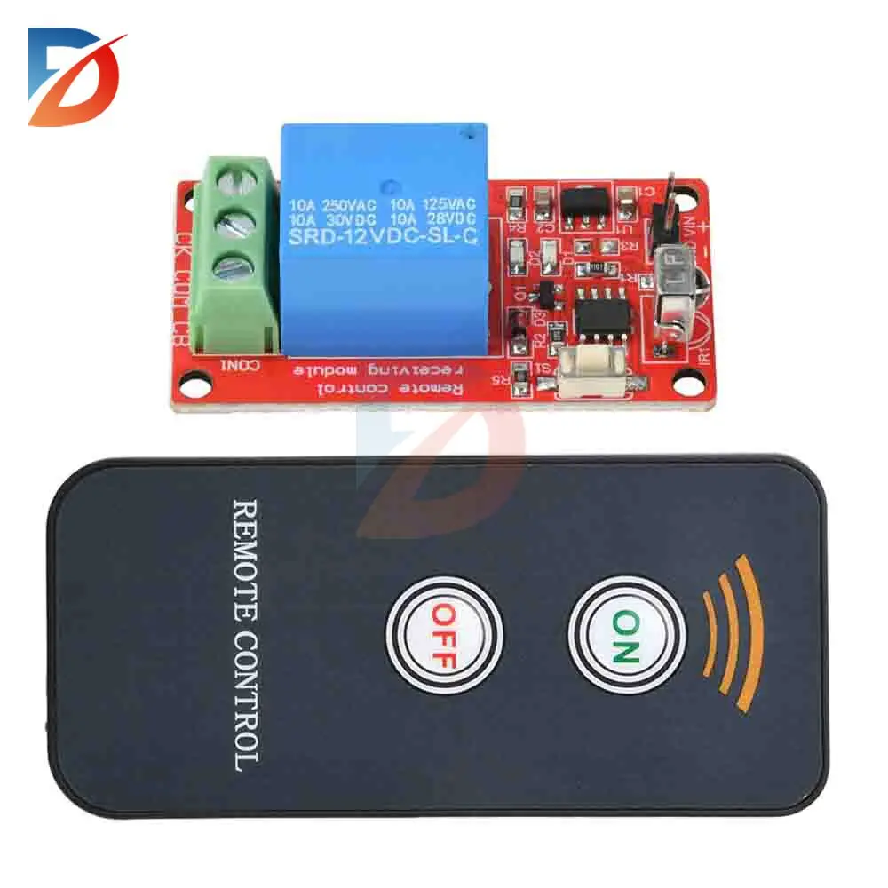 38KHz 2-Tasten-Infrarot-Fernbedienung Infrarot-Empfängermodul DC 5V 12V 1-Wege-Infrarot-Steuermodul Infrarot-Lernmodul