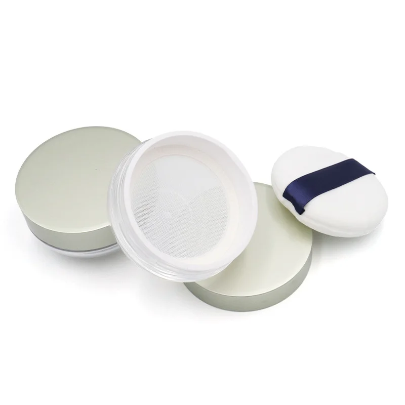 

500pcs 30g Empty Reusable Loose Powder Compact Container DIY Makeup Powder Case with Elasticated Net Sifter with Puff