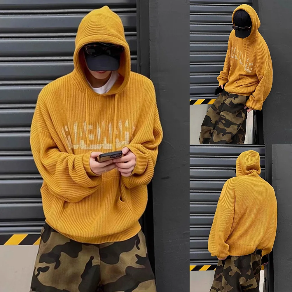 

Men Monogram Jacquard Knitted Crew Neck Sweater Long Sleeves Jumpers Clothing