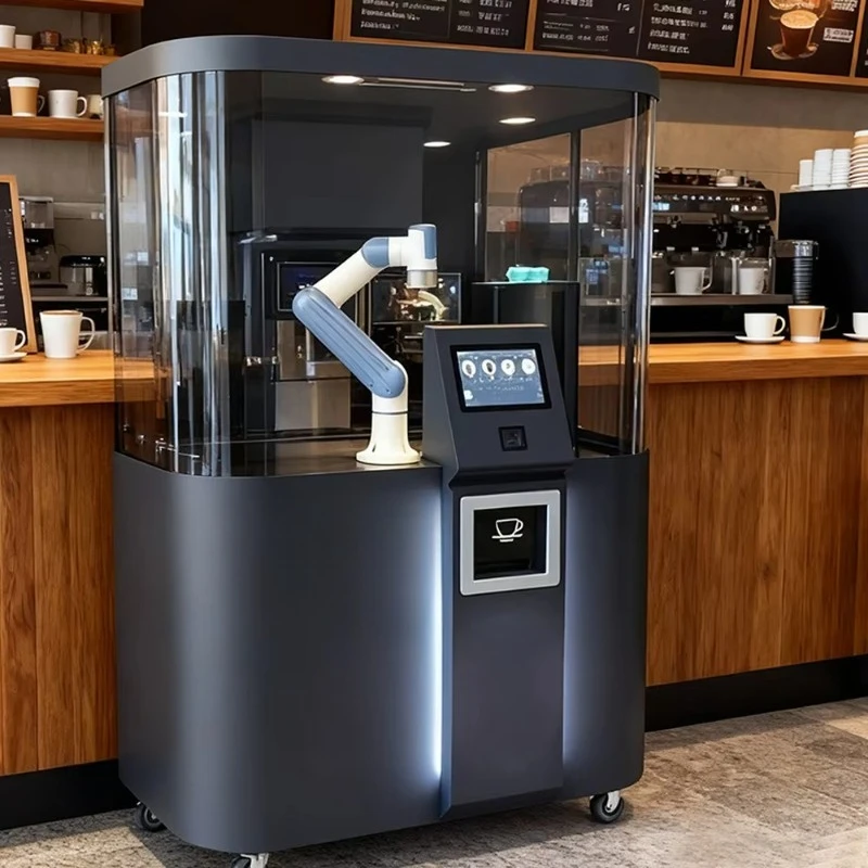 Airport Robotic Arm Coffee Vending Machine Self Service Touch Screen Multiple Drinks Automatic Shopping Mall Business Center