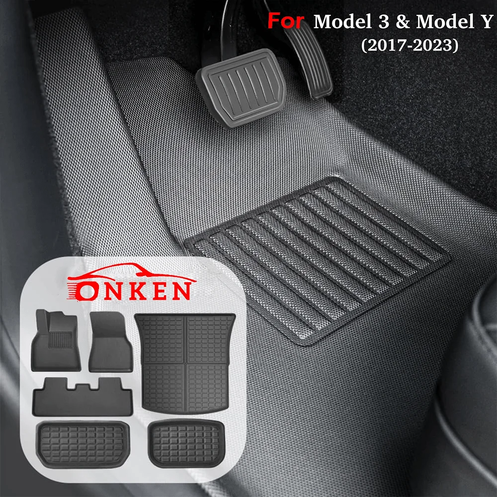 ONKEN per Tesla Model 3 Model Y 2017-2023 tappetino 3D per tutte le stagioni antiscivolo impermeabile copertura completa tappetino Set tappeto Set