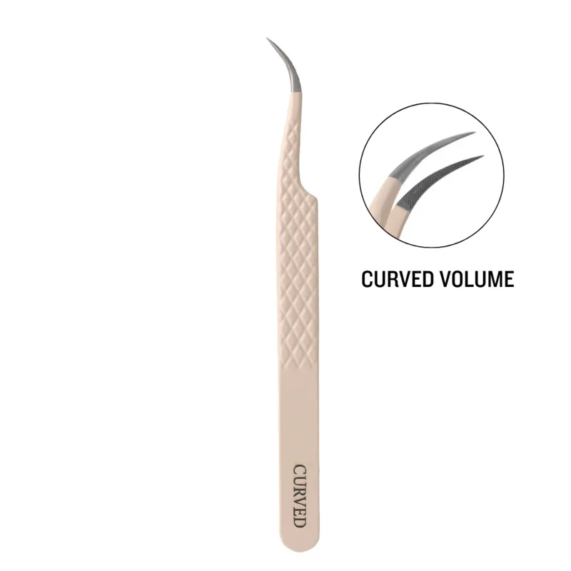 ملاقط من الألياف لملحقات الرموش، ملاقط عزل الرموش، حجم منحني، pinzas para extensoración de pestañas