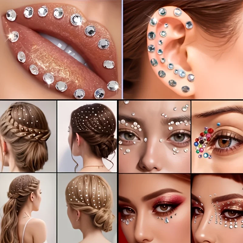 3PCS Face Body Glitter Primer Gel Waterproof Makeup Adhesive for Rhinestones Sequins Festival Party Face Body Art