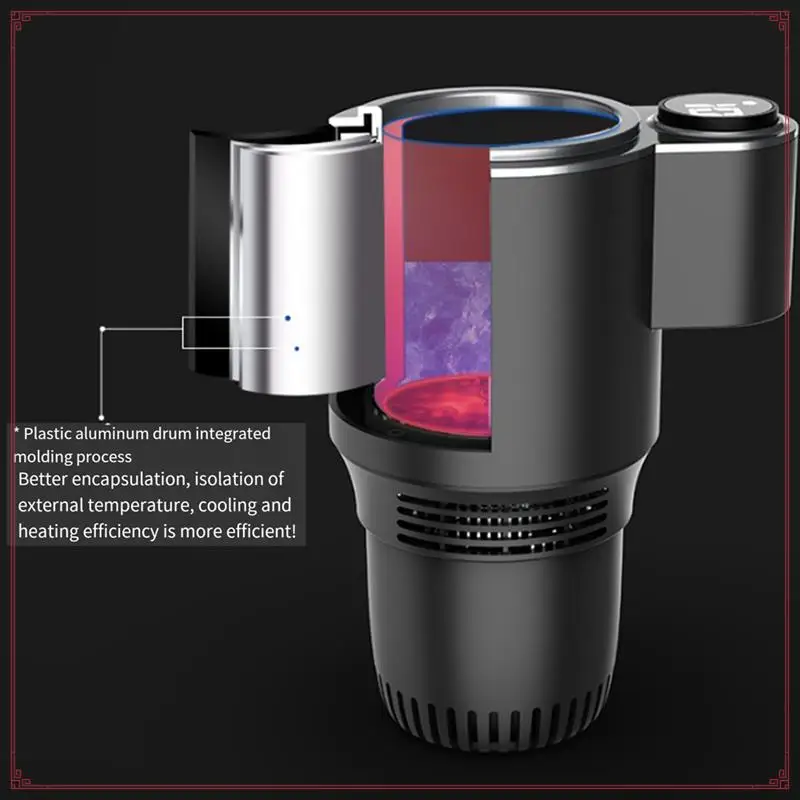 

Car 12V Heating Cooling Cup Cooling Heating Cup Smart 2-In-1 Cup With Temperature Display