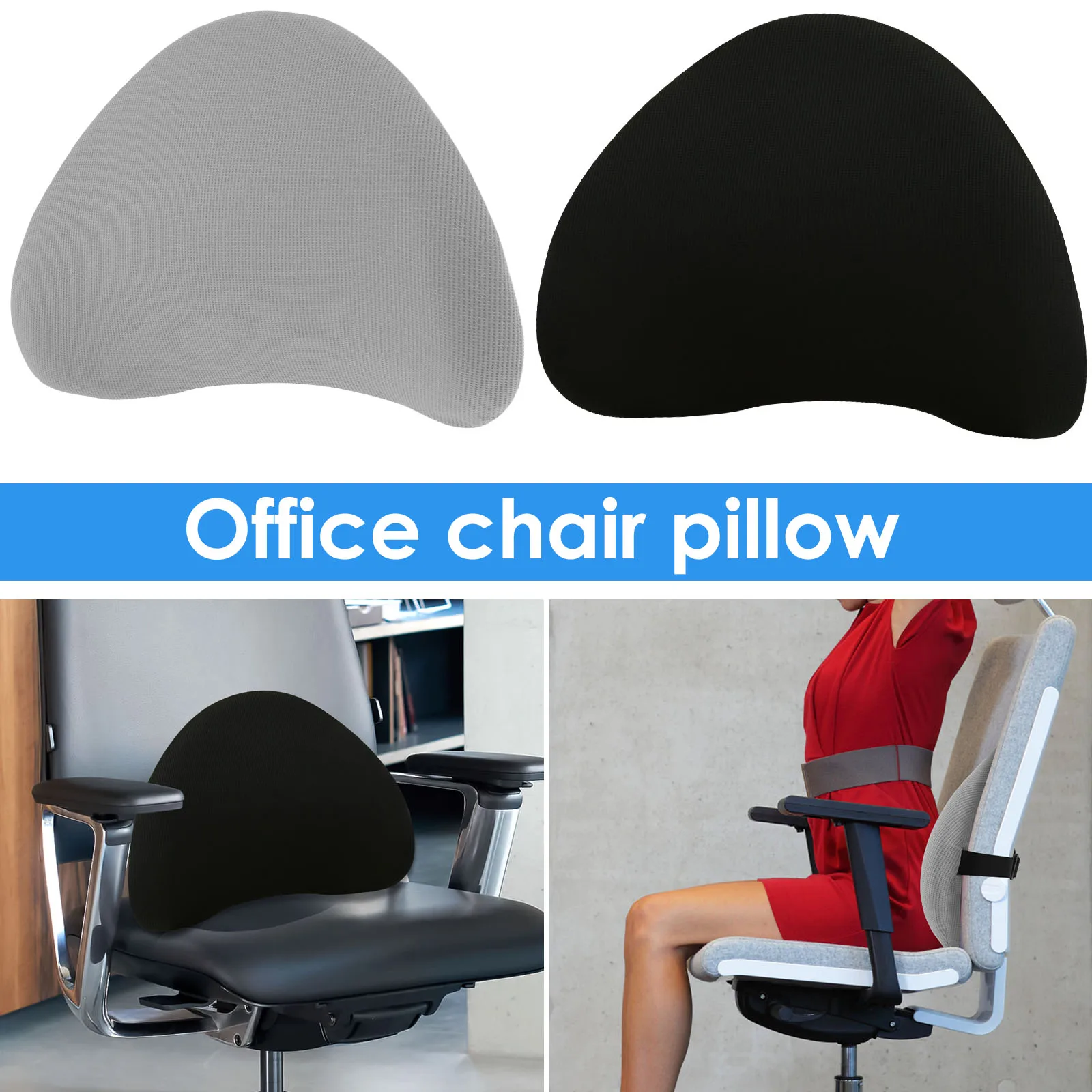 Office Chair Support Pillow Memory Foam Back Pillow Car Seat Support Waist Cushion Balanced Relieves Low Back Pain Lumbar Pillow