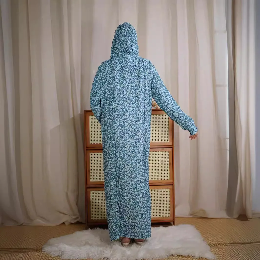 Conjunto de roupas islâmicas confortáveis mulheres muçulmanas tradicional chapéu de renda oração 2 peças jilbab abaya khimar moda vestido impresso terno