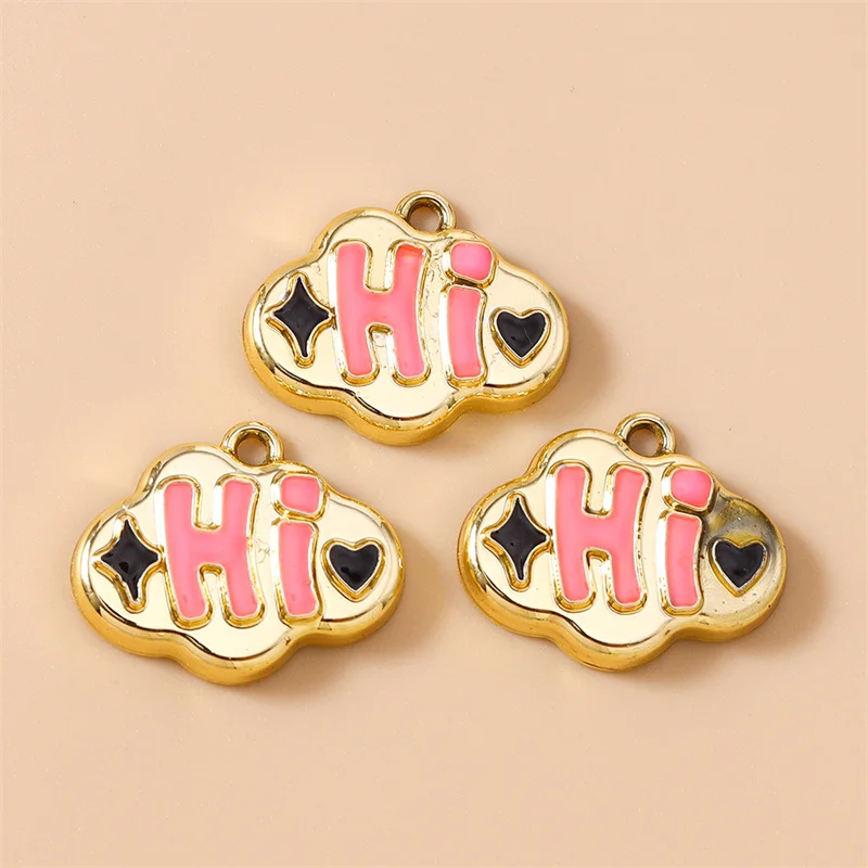 Leslie 20 Stück niedliche, farbenfrohe Cartoon-Wolken-Charms mit Hi-Buchstaben, passend für DIY-Ohrringe, Halsketten, Schmuckherstellung, handgefertigte Accessoires – Detail 7