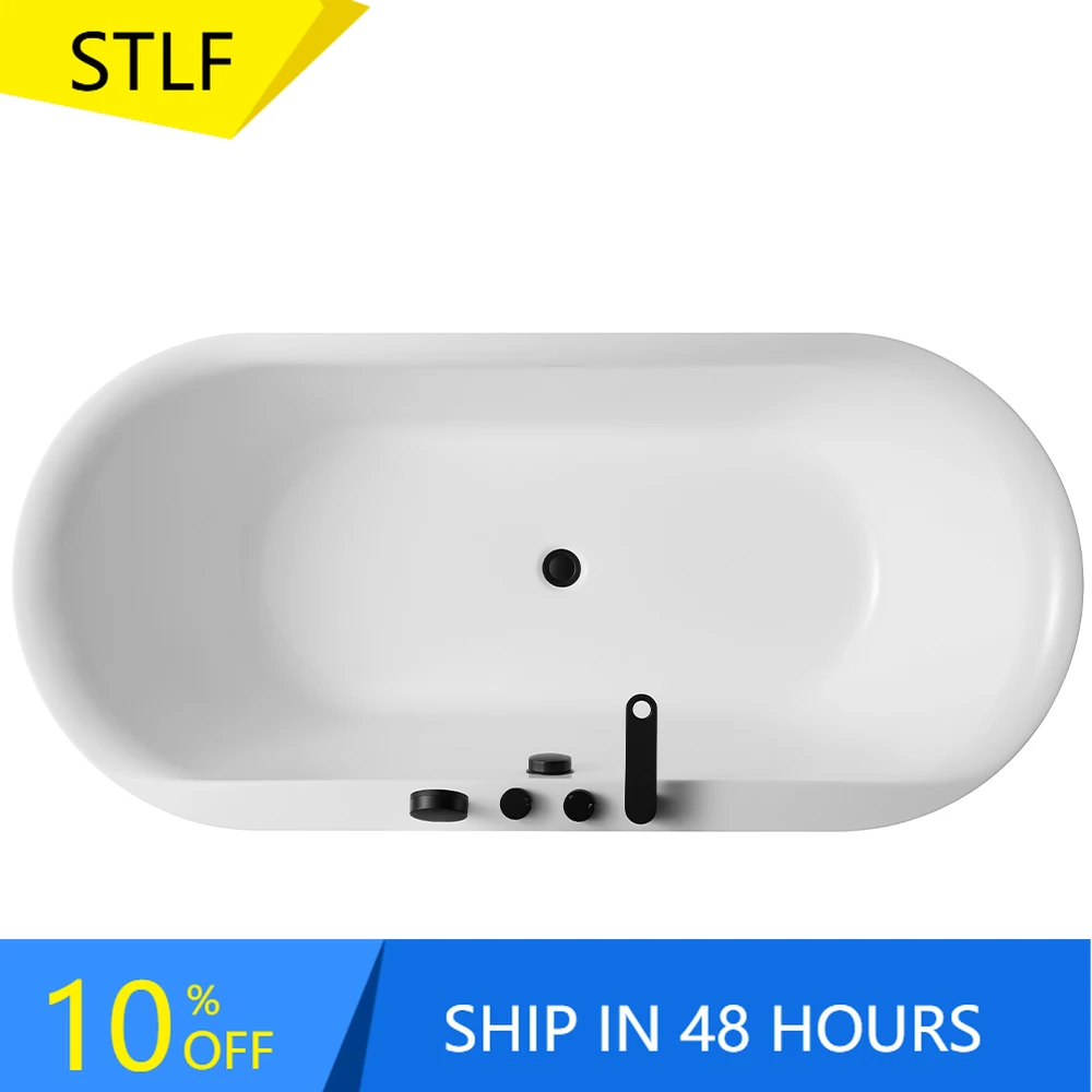 

STLFApartment Bathroom Simple Design Resin Bathtub Freestanding Baths Solid Surface Acrylic Bathtubs Spa Bath