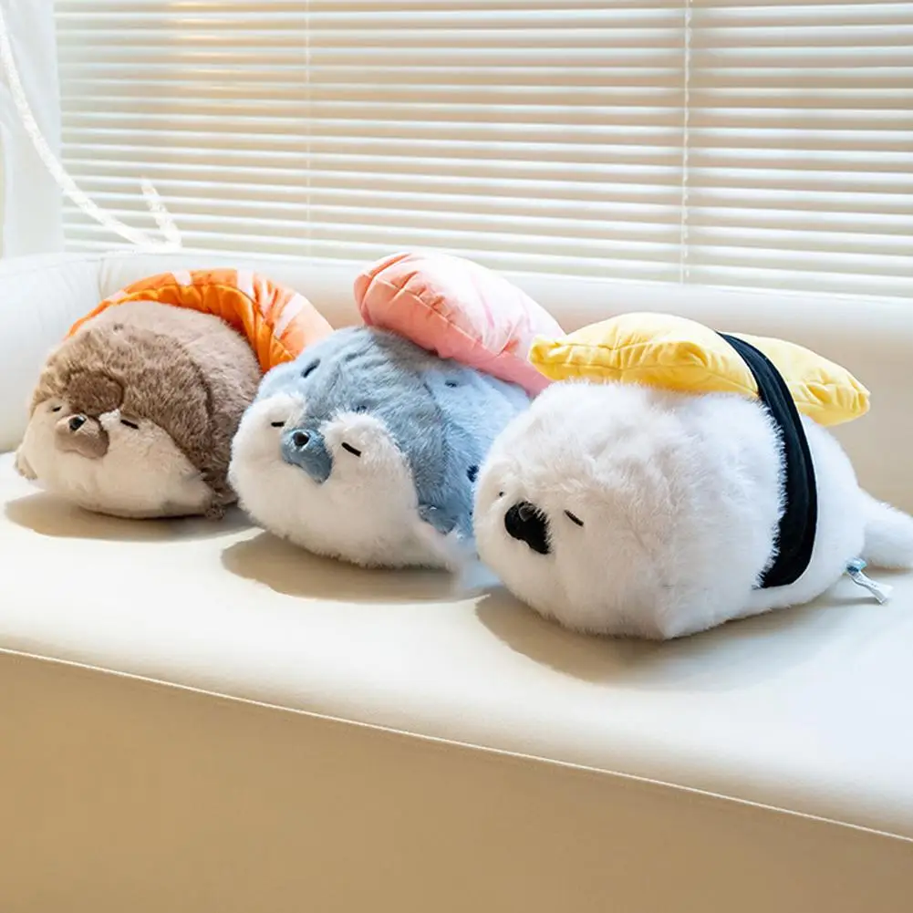 Süßes Sushi-Siegel-Plüschtier, lebensechtes gefülltes Marine-See-Siegel-Plüschpuppenkissen, weiches Stofftier, Geburtstagsgeschenk für Kinder